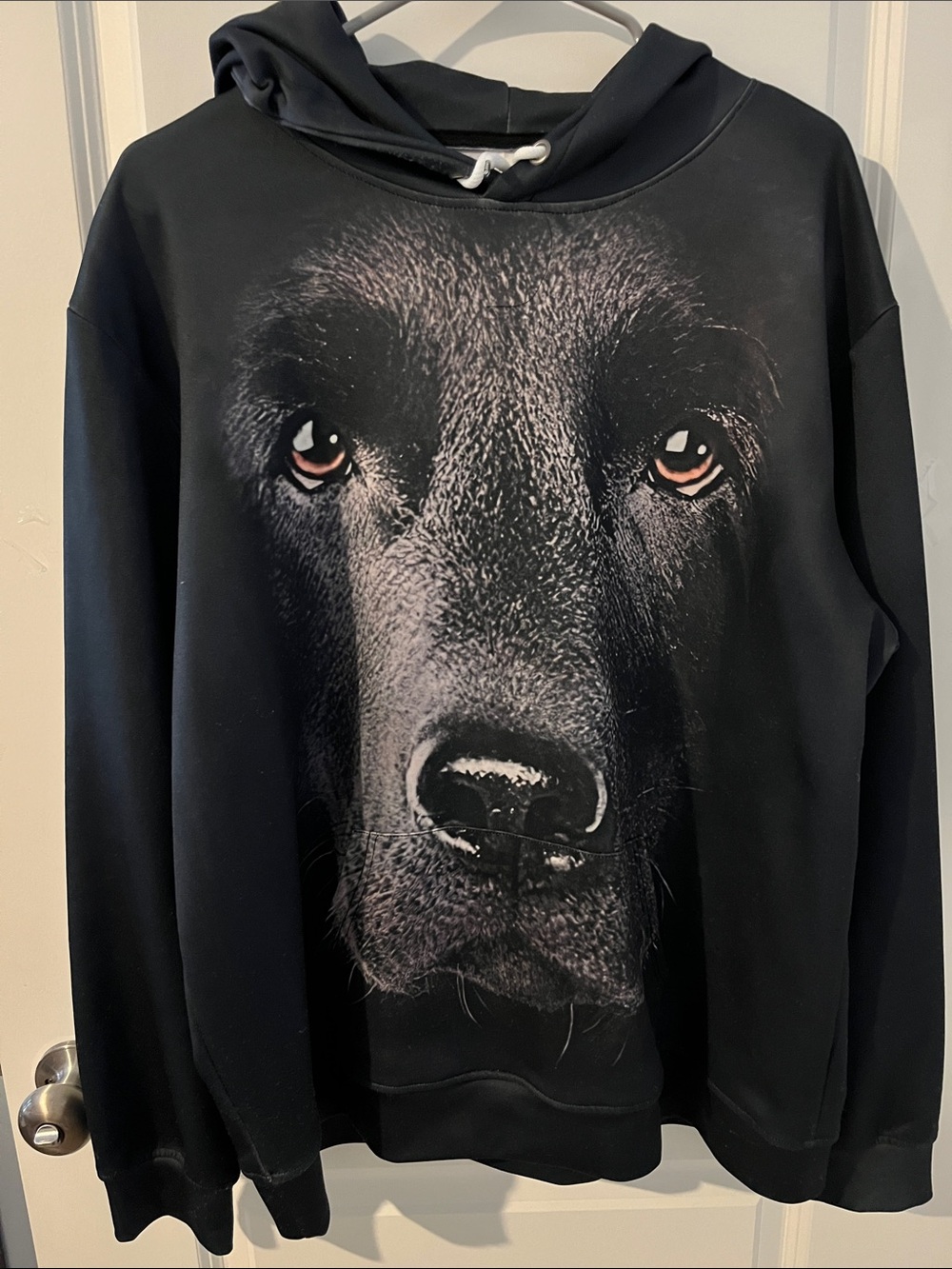 Unbranded Black Hoodie with Realistic Black Dog Face Print..for both men and